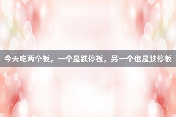 今天吃两个板，一个是跌停板，另一个也是跌停板