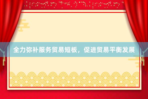 全力弥补服务贸易短板，促进贸易平衡发展